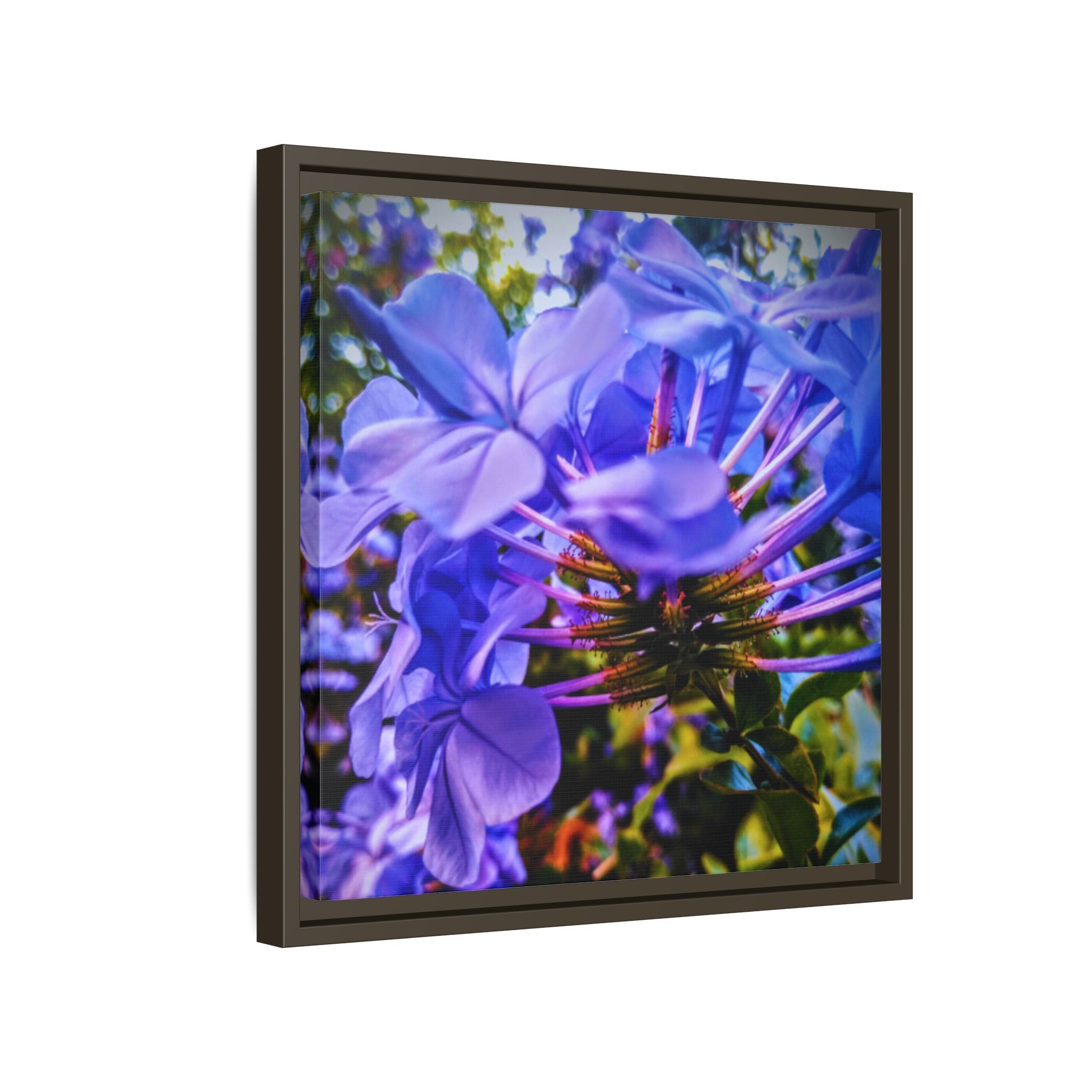 Blue Hydrangea Stem Matte Canvas Wall Art — Vibrant Close-Up Botanical Floral Print