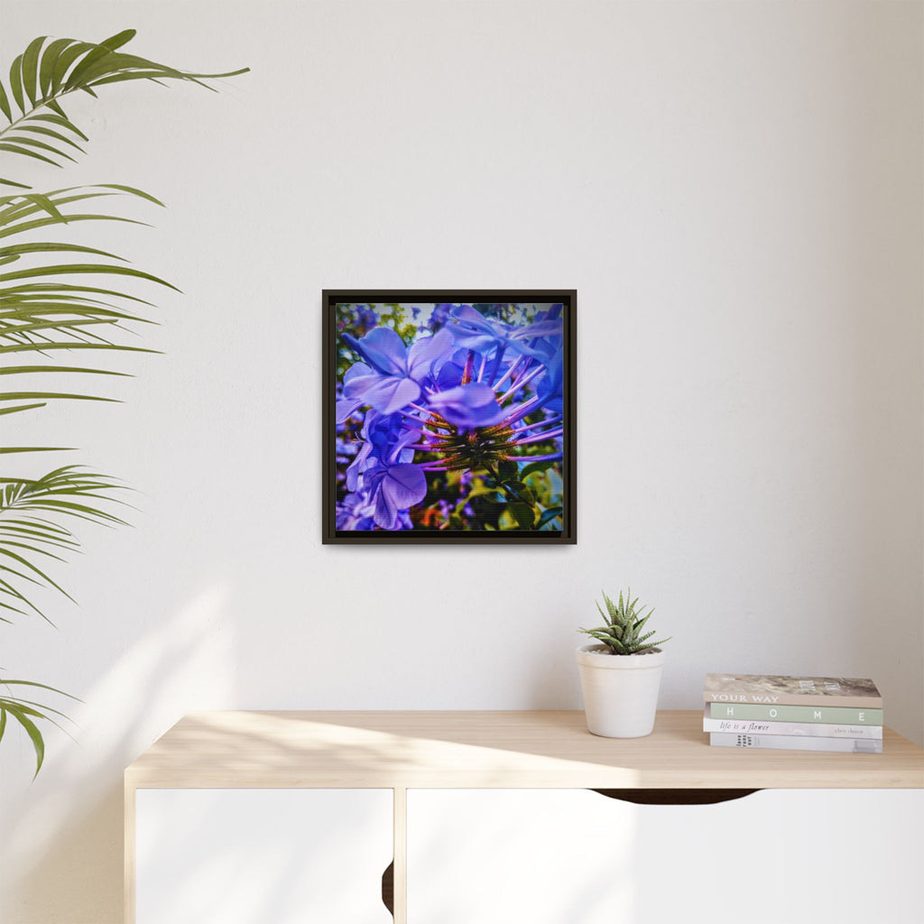 Blue Hydrangea Stem Matte Canvas Wall Art — Vibrant Close-Up Botanical Floral Print