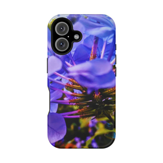 Blue Hydrangea Stem Magnetic Impact-Resistant iPhone 16 Case