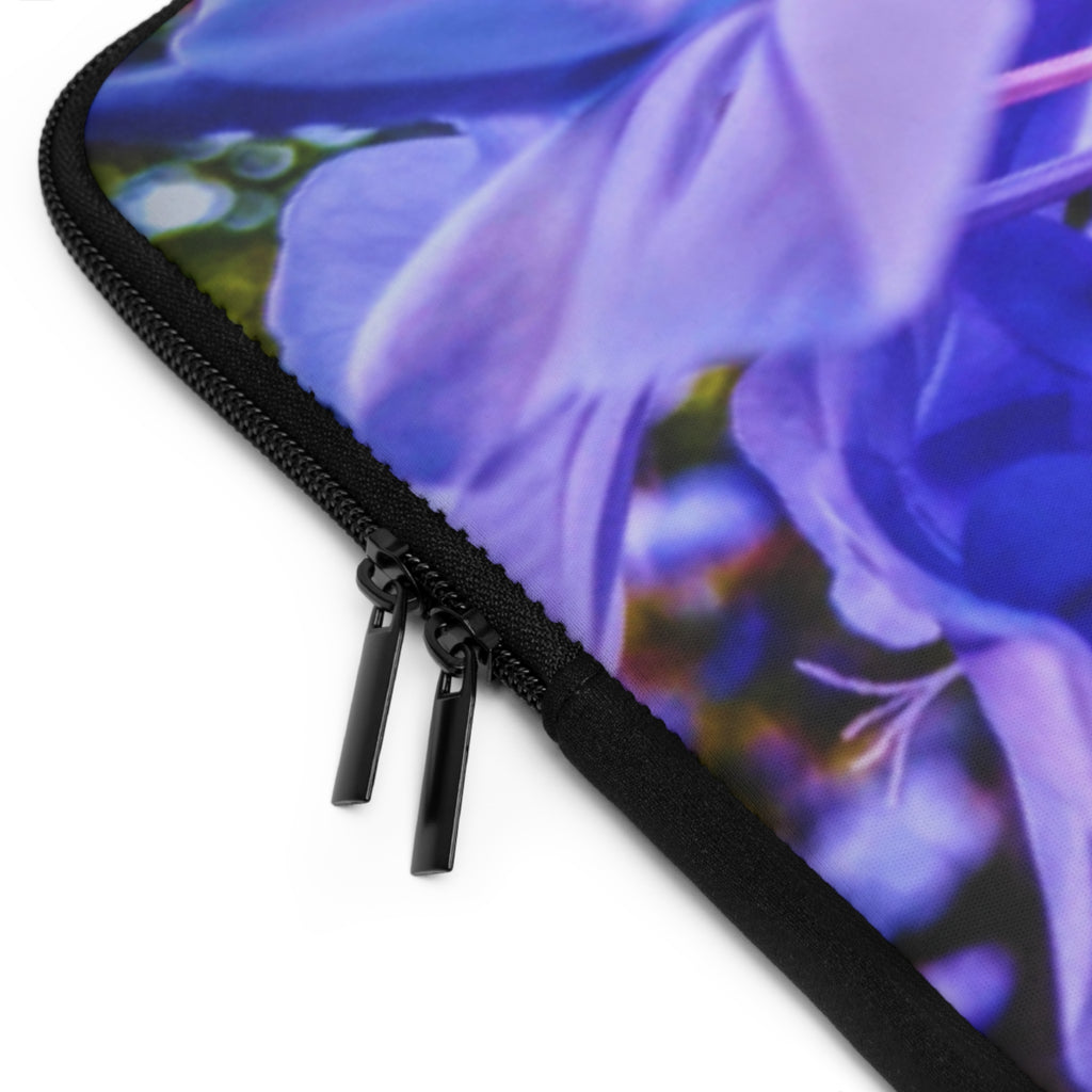 Blue Hydrangea Stem Laptop Sleeve — Vibrant Close-Up Floral Protective Case