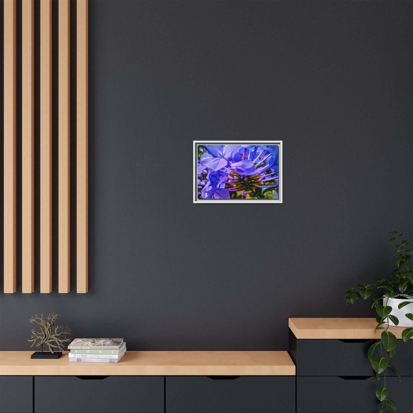 Blue Hydrangea Stem Canvas Wall Art
