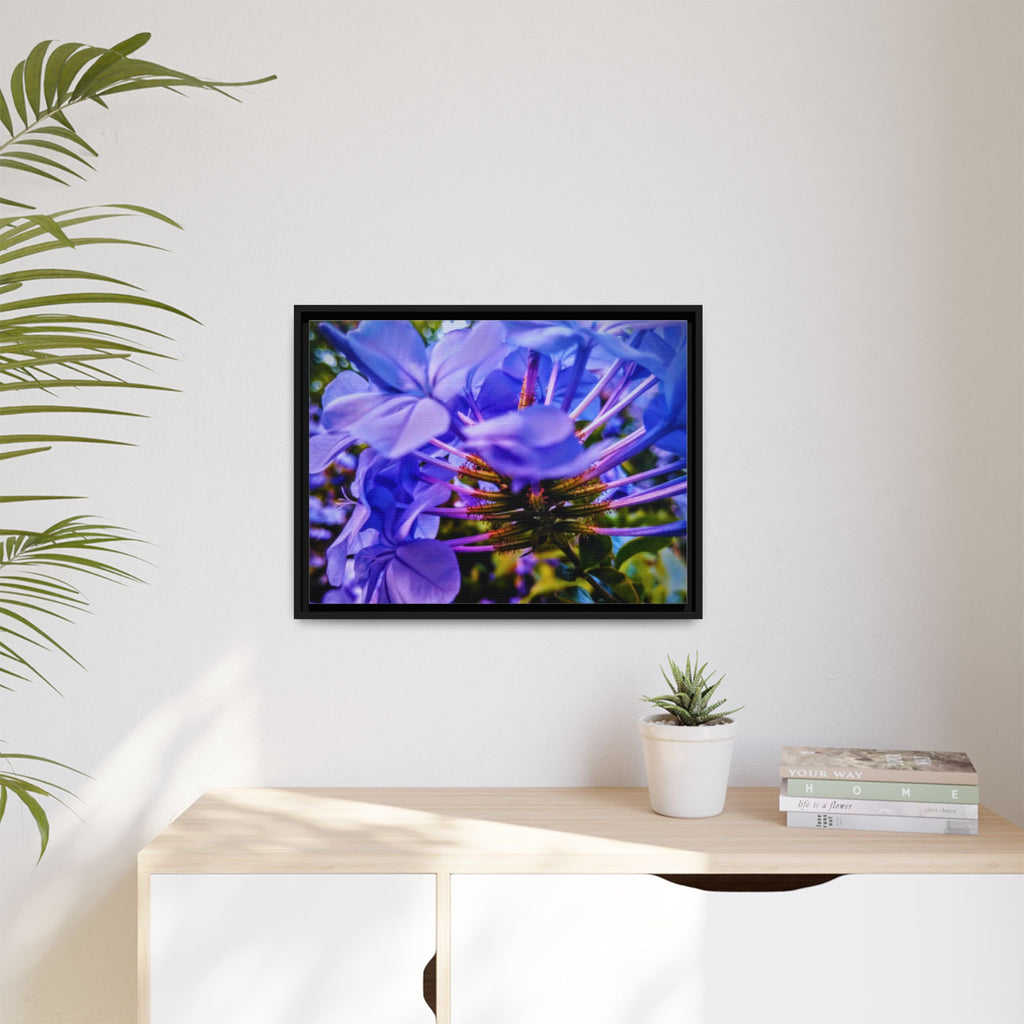 Blue Hydrangea Stem Matte Canvas Wall Art — Vibrant Close-Up Botanical Floral Print