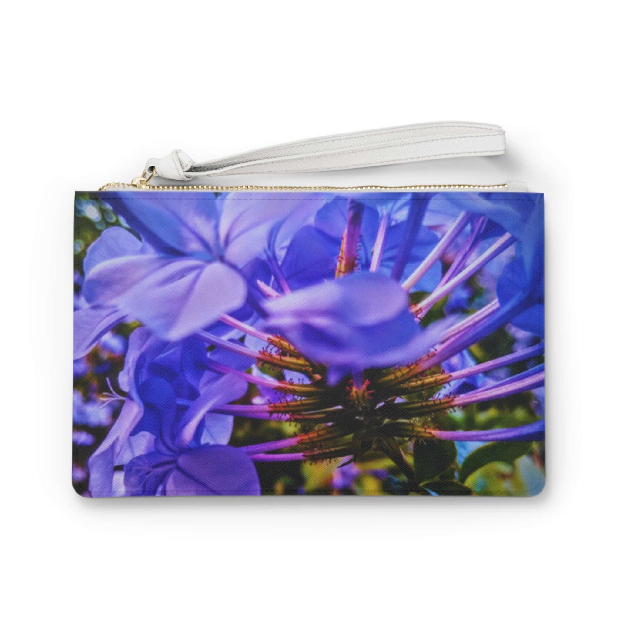 Blue Hydrangea Stem Clutch Bag