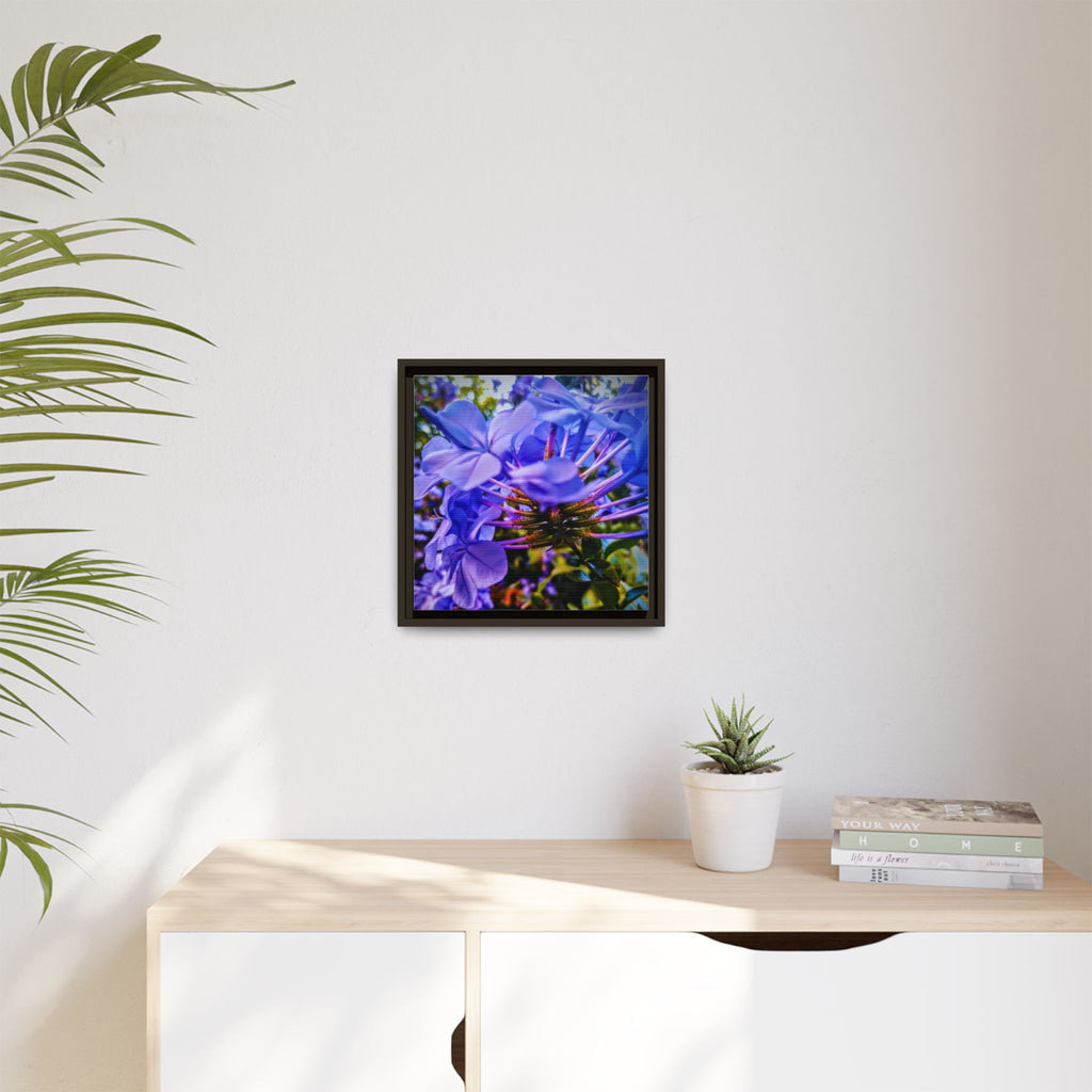 Blue Hydrangea Stem Matte Canvas Wall Art — Vibrant Close-Up Botanical Floral Print