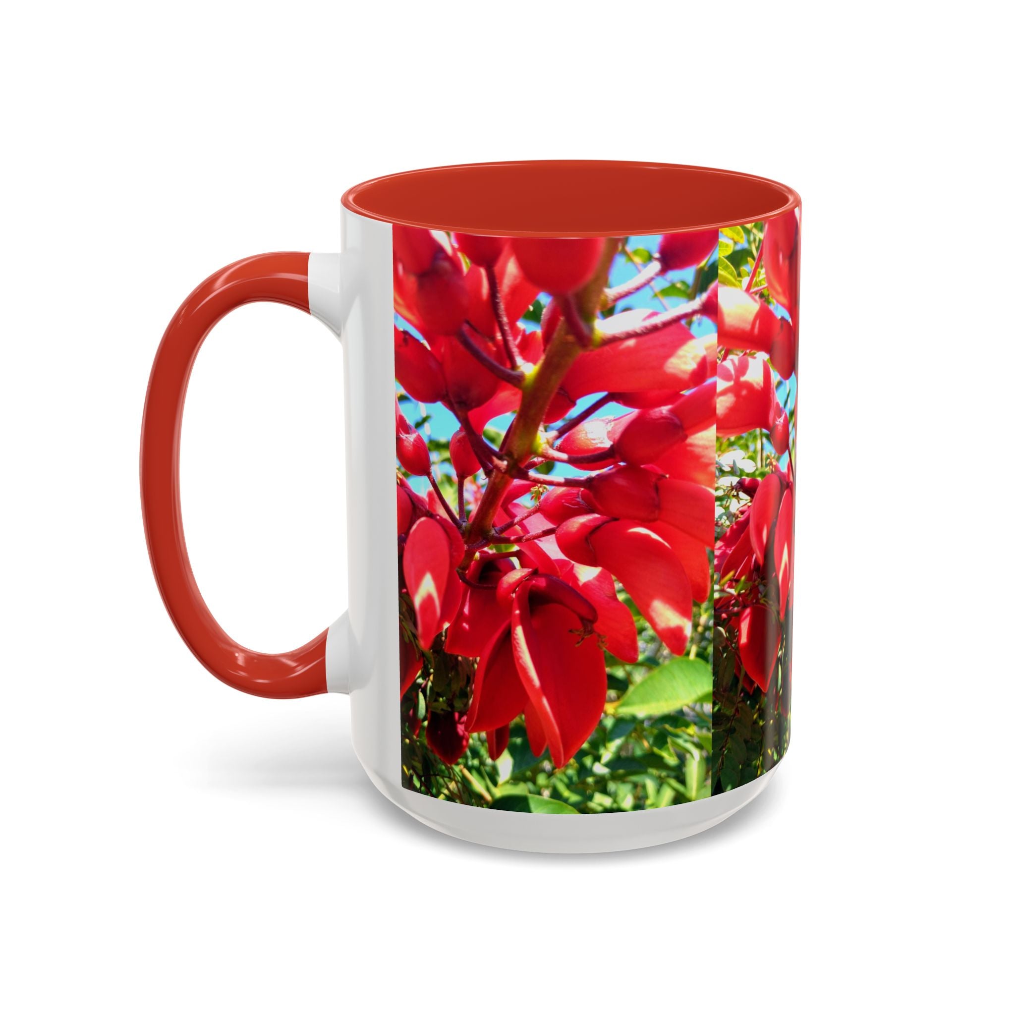 Red Cockspur Coral Tree Accent Coffee Mug – Vibrant Floral 11/15oz Gift