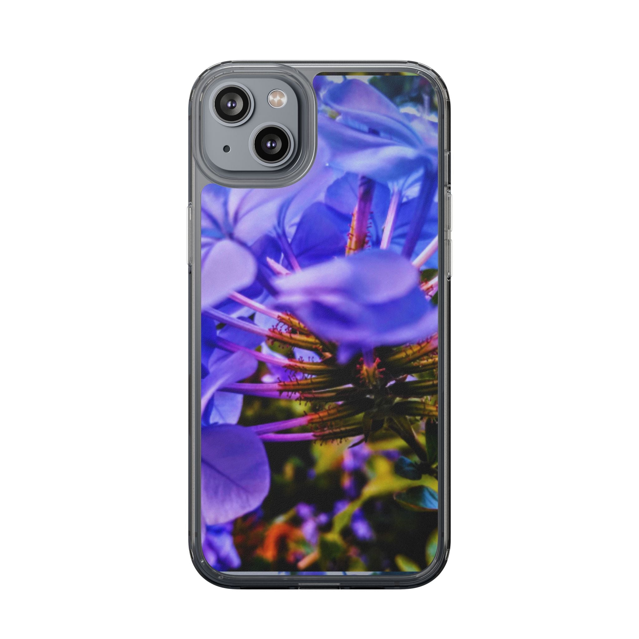 Blue Hydrangea Stem Clear Phone Case