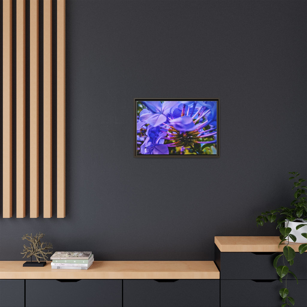 Blue Hydrangea Stem Matte Canvas Wall Art — Vibrant Close-Up Botanical Floral Print