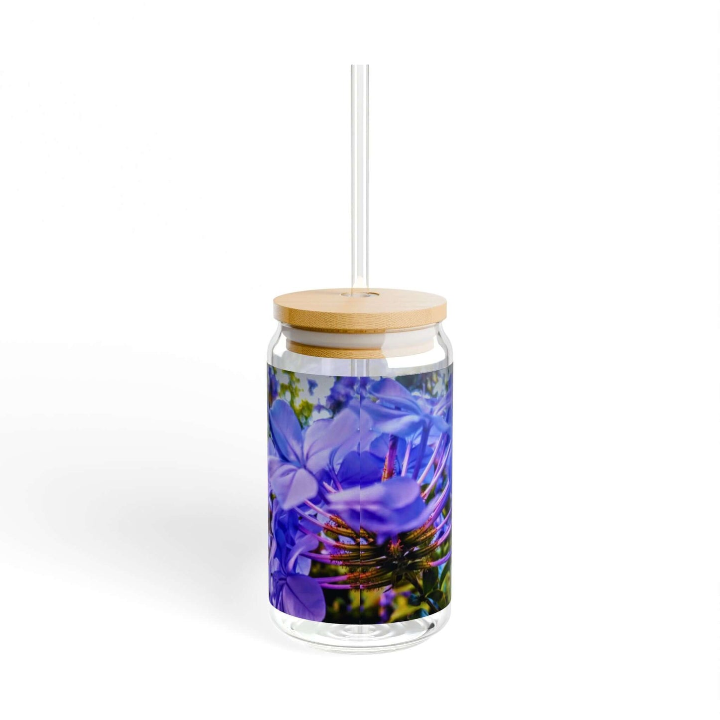 Blue Hydrangea Stem Sipper Glass 16oz 