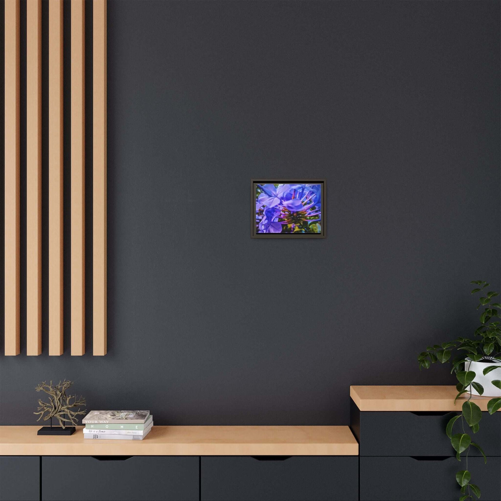 Blue Hydrangea Stem Matte Canvas Wall Art — Vibrant Close-Up Botanical Floral Print